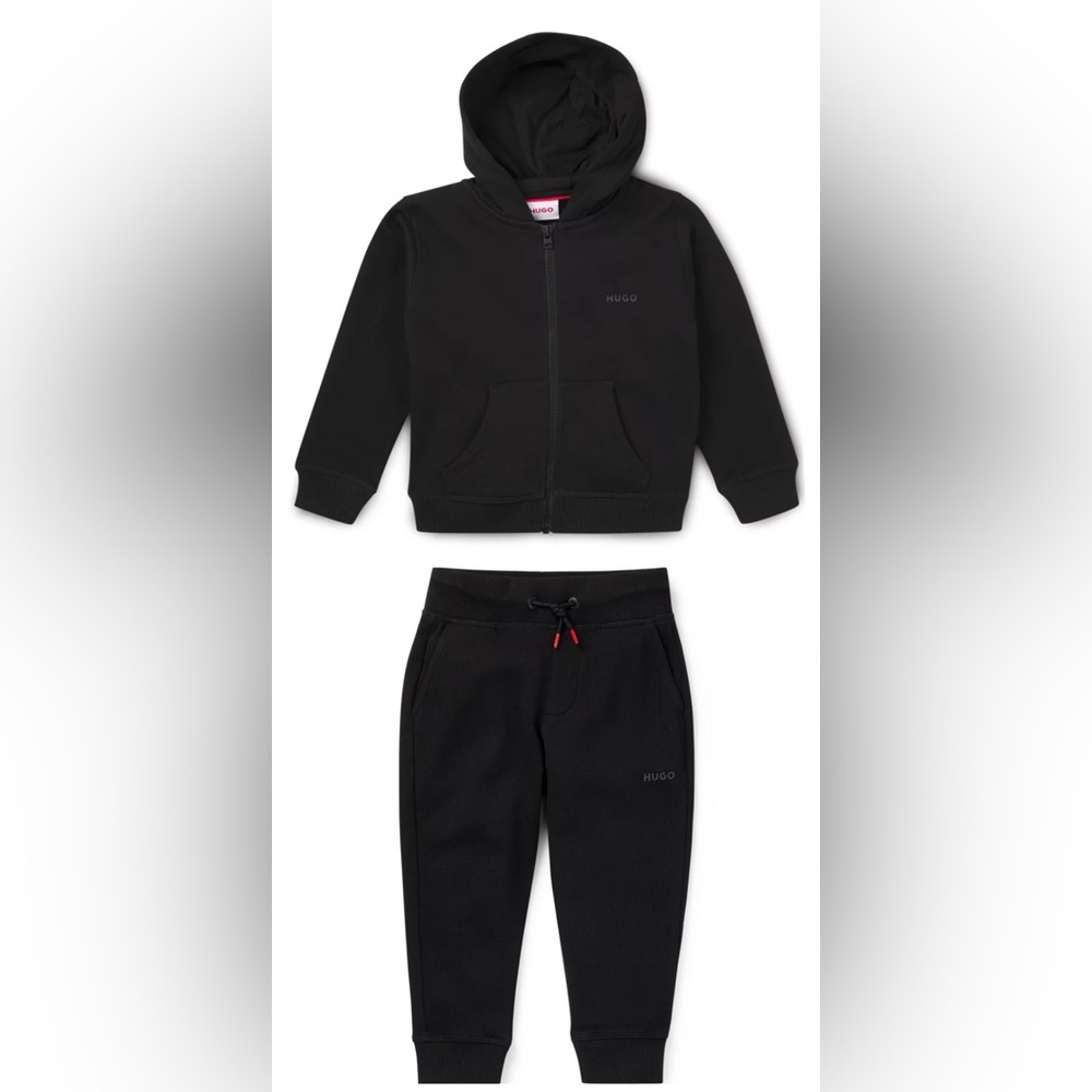 100% Authentic Hugo Black Hoodie and Joggers Set Kids - 2 Piece NWT